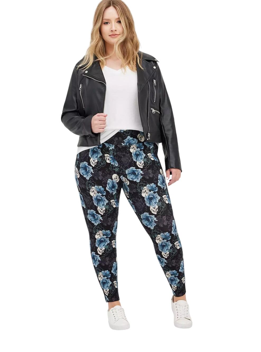 Torrid Pixie Skinny Studio Ponte High Rise Ankle Pant Skull and Flowers Size 2X